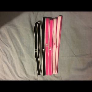 6 Under Armour headbands (Black,Pink,and White)